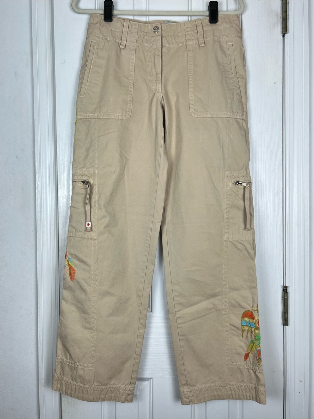 JW Los Angeles Johnny Was Embroidered Cargo Pants Sz S